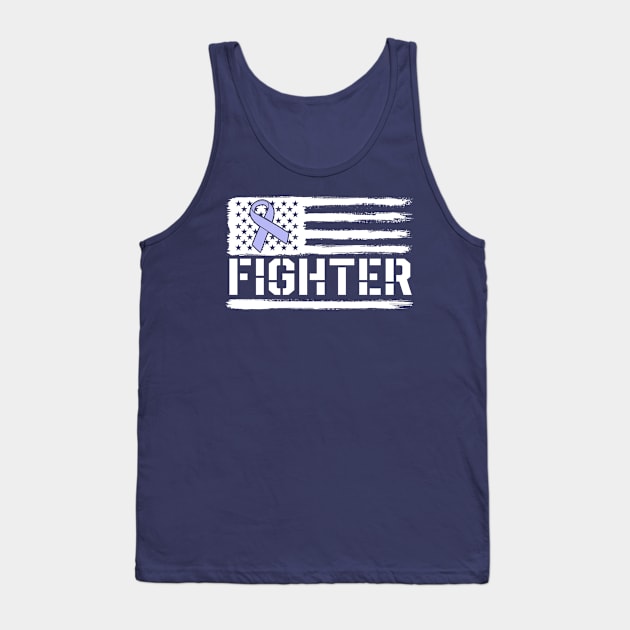 Stomach Cancer Awareness Fighter American Flag Periwinkle Tank Top by 14thFloorApparel